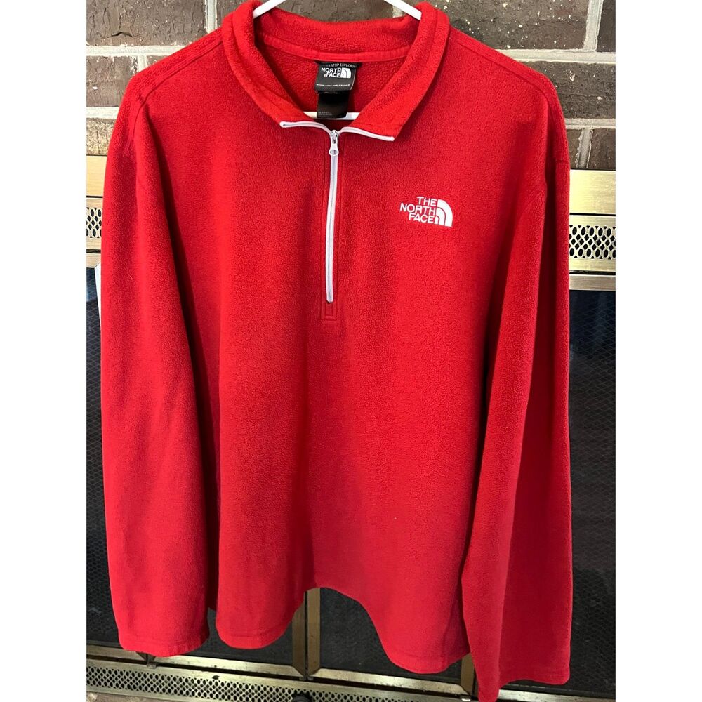 The North Face Mens Red Half Zip Pullover Fleece Size XL